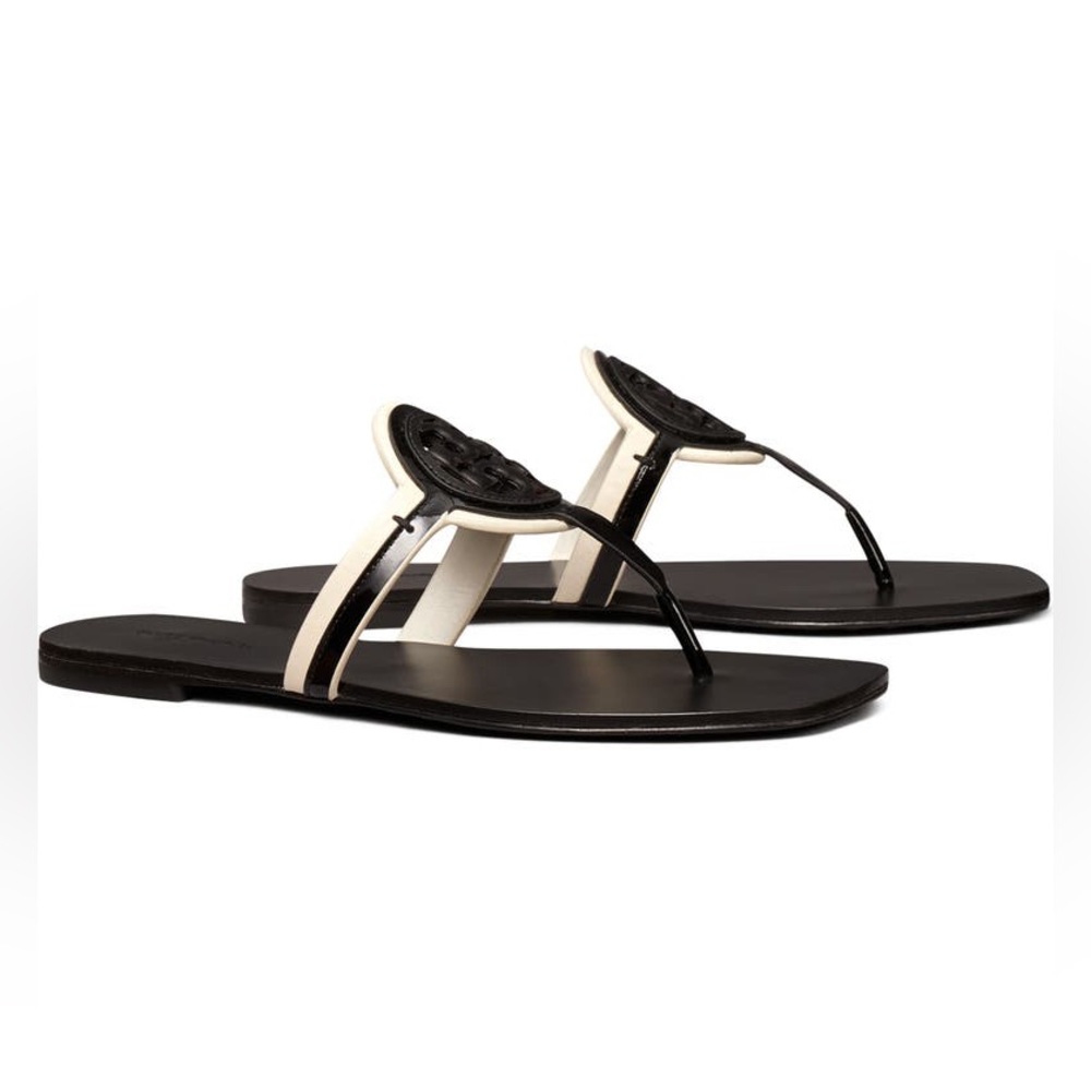 Tory Burch Black and Cream Sandals